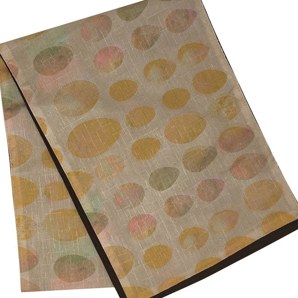 Country Easter Egg Table Runner Farmhouse Chicken Duck Bird Yellow Brown 72" NEW - Picture 1 of 2